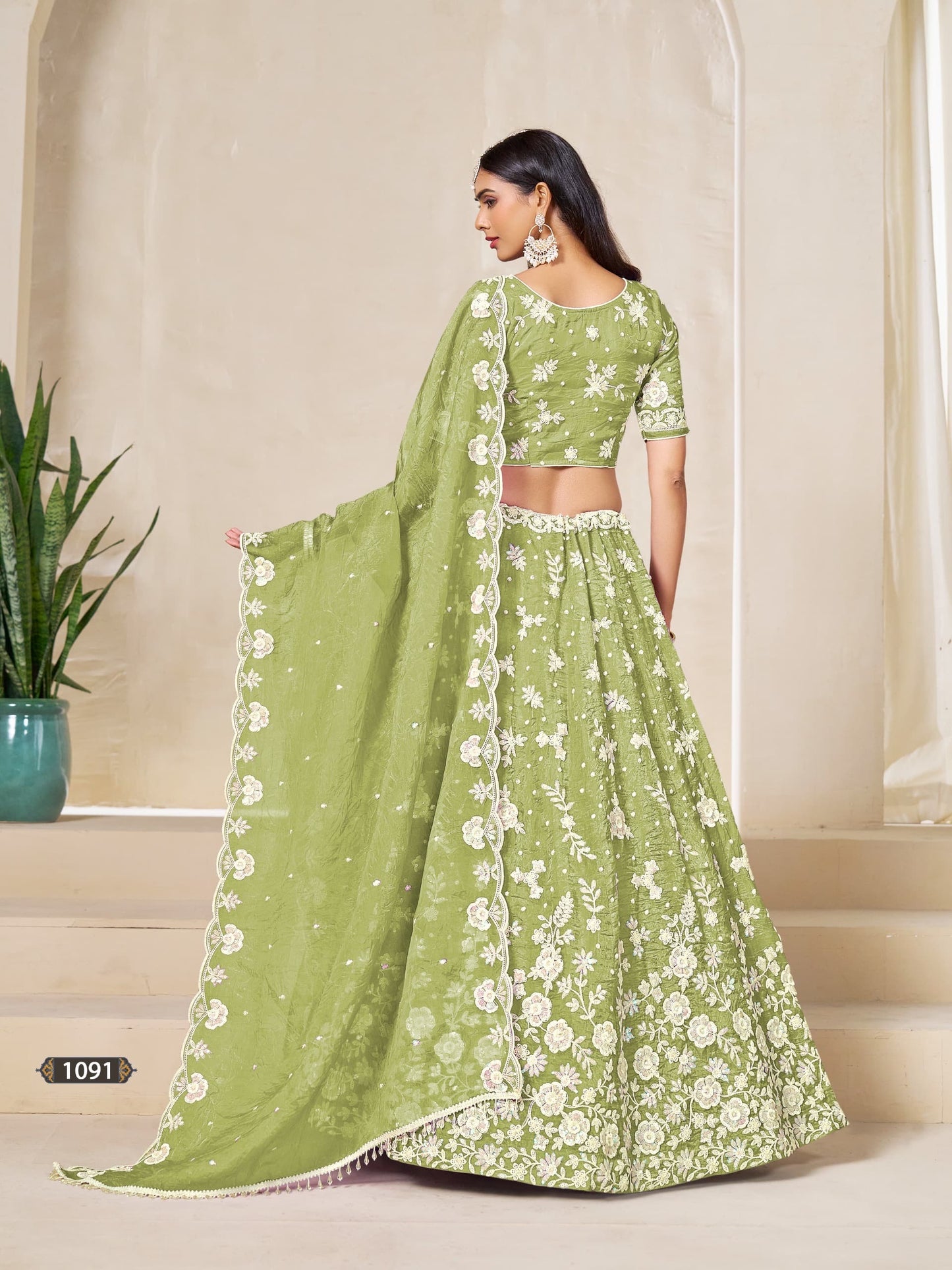 Gold Crush Organza Lehenga Choli