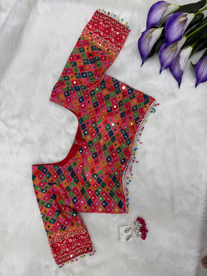 Stay beautiful with our new crepe silk digital print Saree with real mirror work