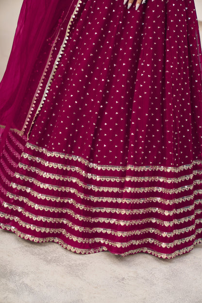 Radiant Rani Pink Georgette Lehenga Choli with Zari & Sequin Embroidery
