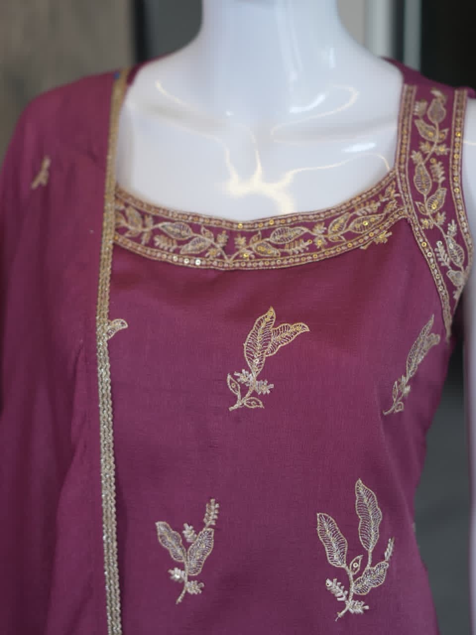Embroidered Vichitra Silk Plazo Set