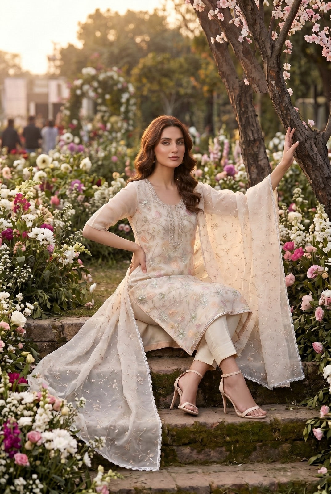 Aurraa Designer Organza Hand Work Embroidered Salwar Kameez Suit Set