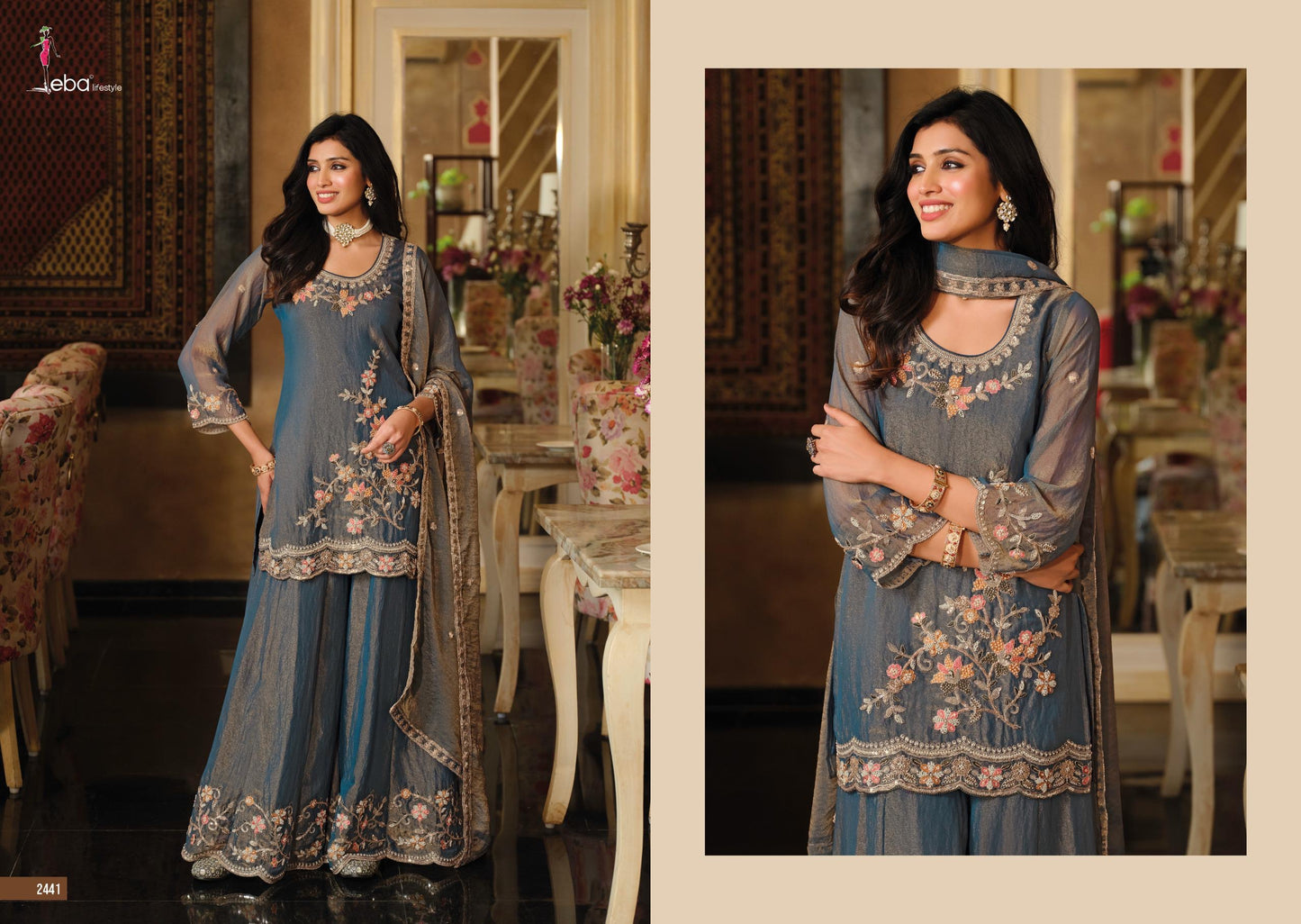 Eba Designer Plazo Suit with beads work