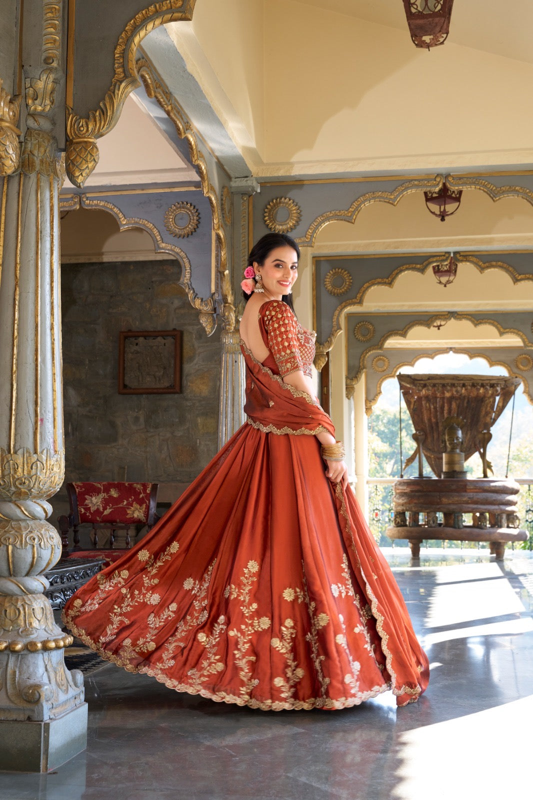 Designer Rangoli Silk Lehenga - Sequins & Thread Embroidery Set