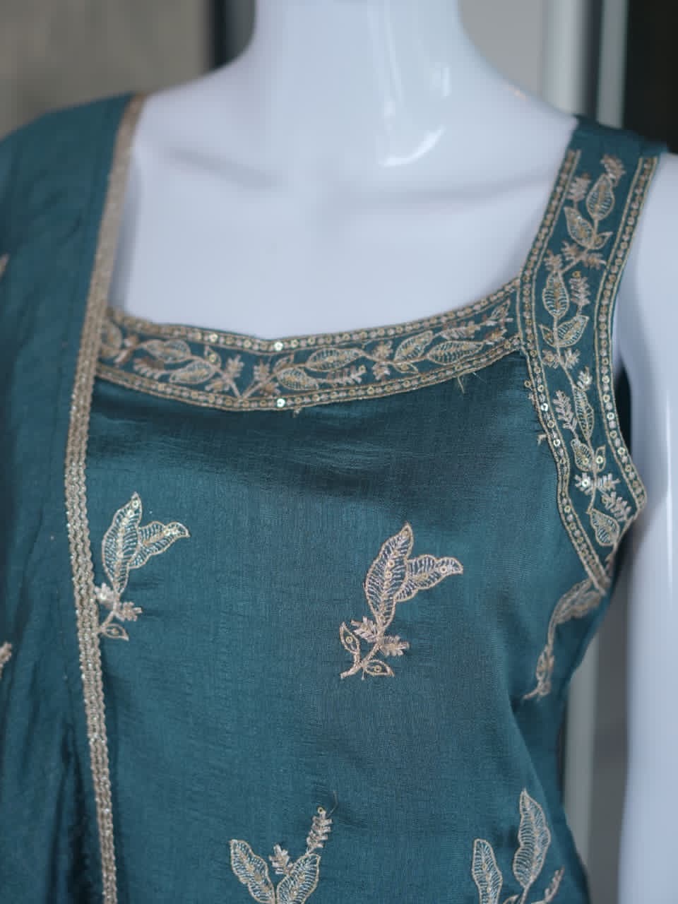 Embroidered Vichitra Silk Plazo Set