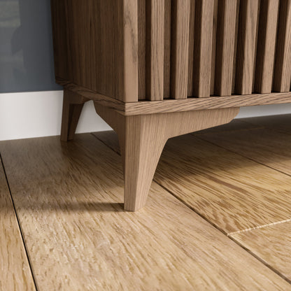 Entsian Oak Wood Paneled Free Standing Wardrobe - Artisan Oak