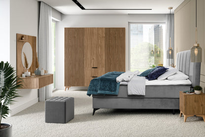 Entsian Oak Wood Paneled Free Standing Wardrobe - Artisan Oak