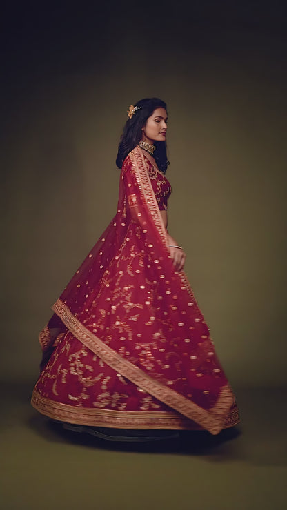 Maroon Embroidered Designer Lehenga Choli