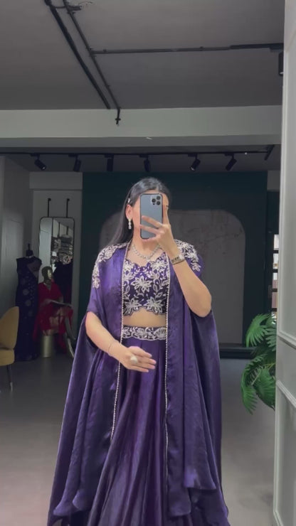 Cape Style Fendi Silk Lehenga