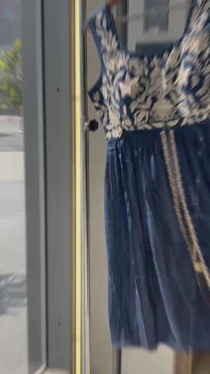 Royal Blue Embroidered Peplum Suit