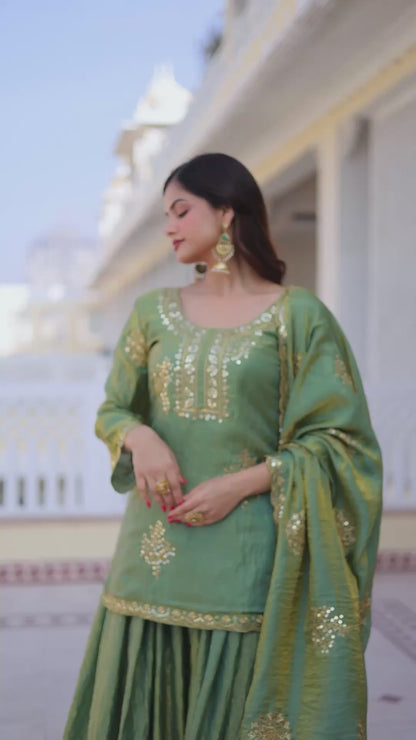 Traditional Elegant Multi Tonal Sharara Set