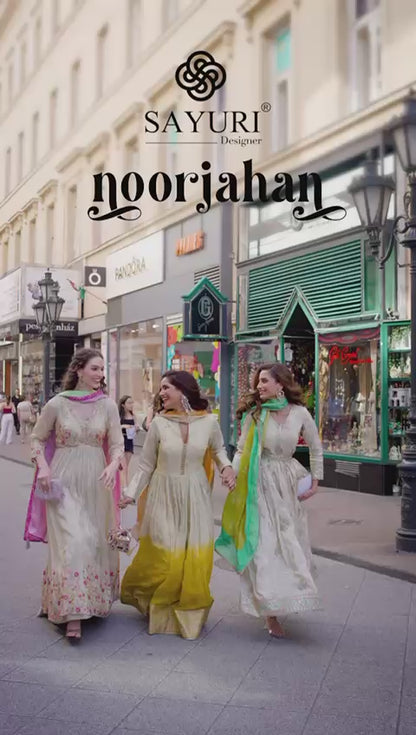 Simar Silk Embroidered Anarkali Gown with Digital Dupatta