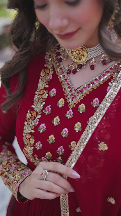 Stunning outfit Made from Faux blooming And Sequins Embroidered Work