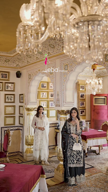 Shimmering gold embroidery intricate Plazo Kurti set