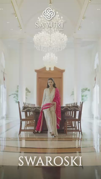 Dhoti style draped pants with Peplum Kurta