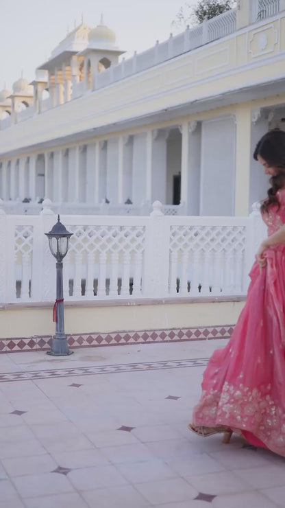 Royal Pink Chaniya Choli with Scalloped Embroidery