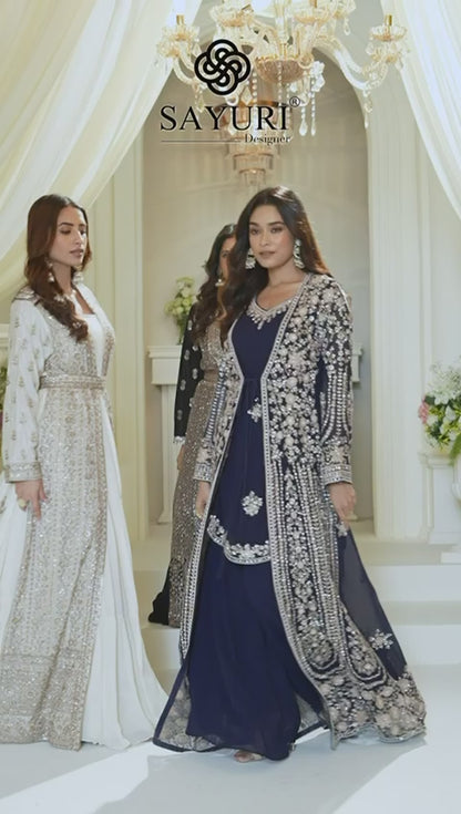 The Ethereal Ivory Gown with Embroidered Floor-Length Jacket