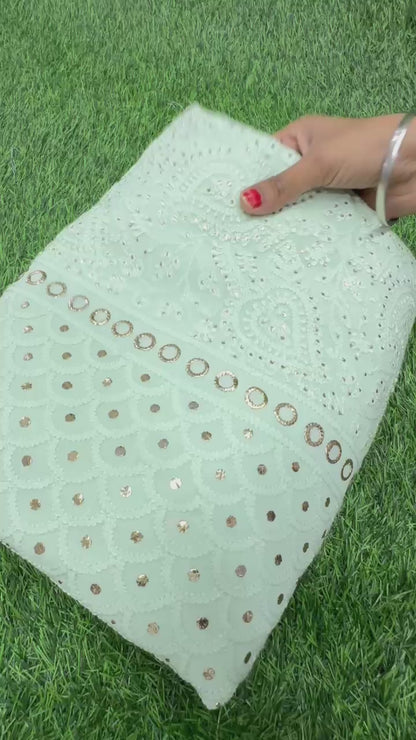 Georgette Chikankari Saree with Mukaish Work