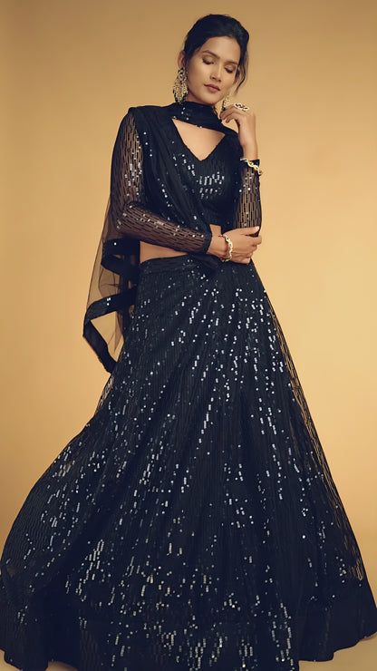 Black Sequin Party Wear Lehenga Choli
